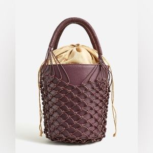 NWT J Crew Sedona Nested basket bag in port wine leather